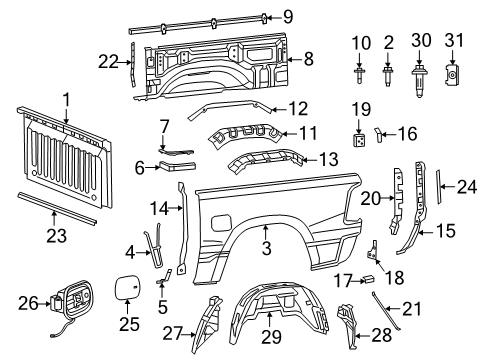 2020 Ram 1500 Side Panel Lower Brace, Front Passenger Side Diagram for 68277146AA