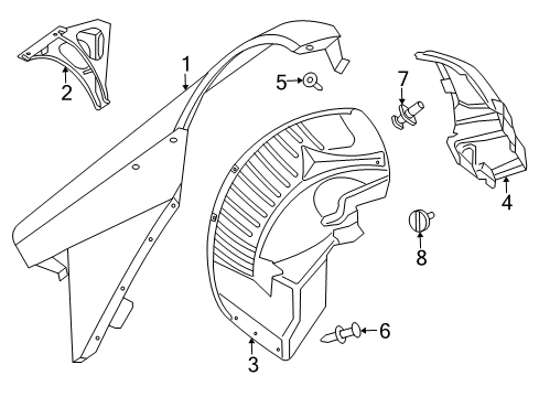 2005 Dodge Viper Fender, Front Driver Side Diagram for 5029103AF
