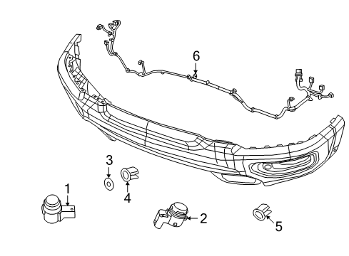 2019 Ram 1500 Parking Sensor Bracket, Front Center Driver Side Diagram for 68335631AA