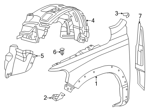 2025 Ram 1500 Mud Guard Diagram for 82215488AC