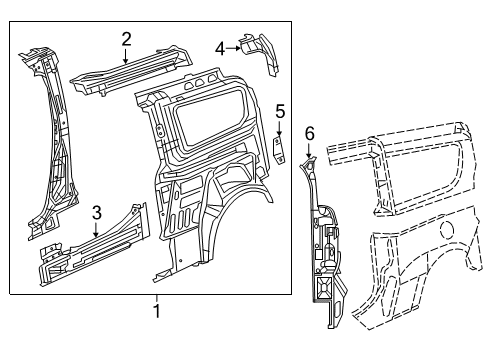2016 Ram ProMaster City Inner Panel Assembly, Rear Passenger Side Diagram for 68402542AA
