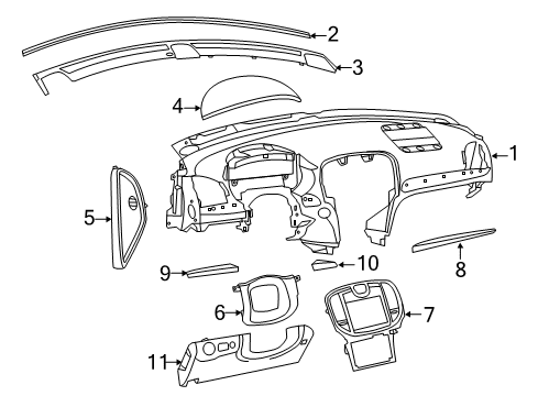 2019 Chrysler 300 Instrument Panel, Black/Gray Diagram for 6CL53LU7AD