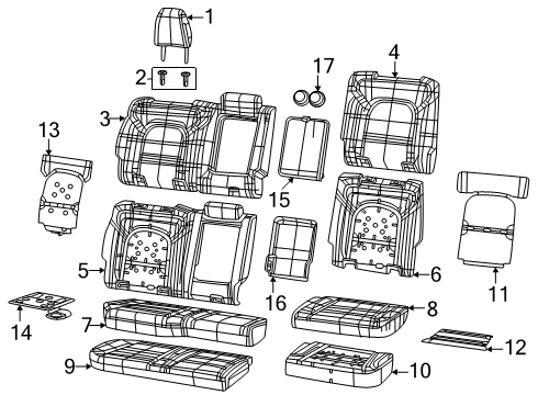 2025 Ram 1500 Rear Seat Components Diagram 3 - Thumbnail