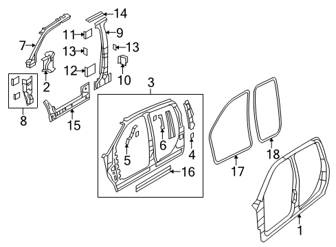 2013 Ram 2500 Panel - Bodyside Aperture Outer Co Diagram for 68145096AD