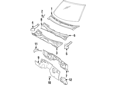 2002 Dodge Ram 3500 Cowl Top Panel Diagram for 55274643AC