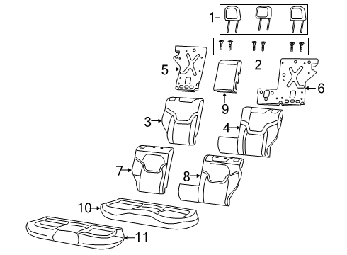 2022 Jeep Renegade Seat Back Frame, Rear Diagram for 68526386AA