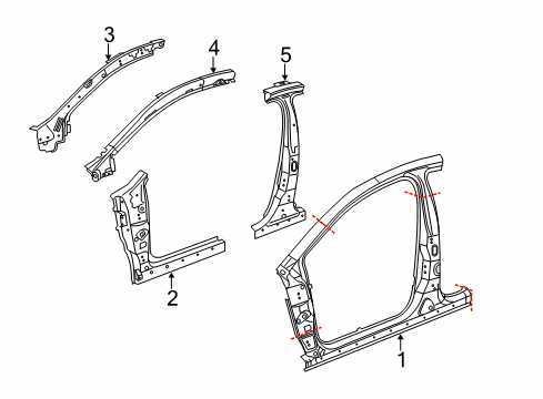 2016 Chrysler 200 Hinge Pillar Reinforcement, Front Lower Driver Side Diagram for 68104297AC