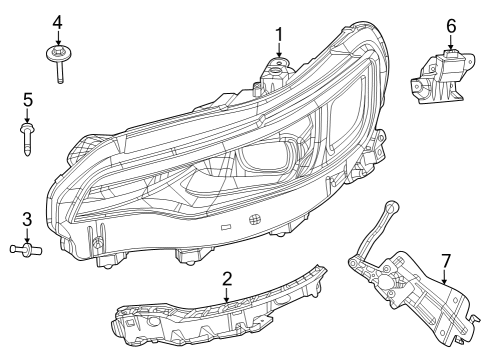 2021 Jeep Cherokee Headlamp Assembly Bracket Diagram for 68431837AA