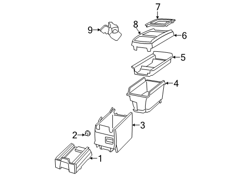 2009 Chrysler Town & Country Tray, Rear Diagram for 1JC911D5AB