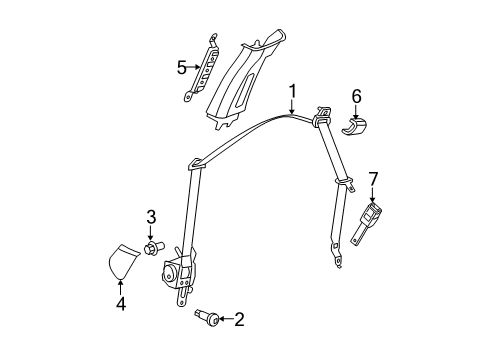 2007 Dodge Magnum Buckle End, Dark Gray, Front Inner Passenger Side Diagram for 1BY451DVAB