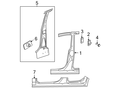 2001 Chrysler PT Cruiser Inner Pillar, Front Passenger Side Diagram for 5174112AB