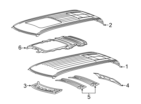 2021 Ram 1500 Roof Panel Diagram for 68308848AC