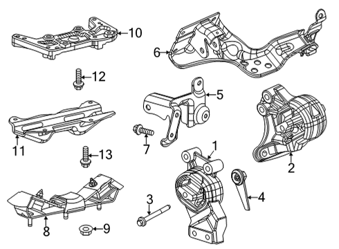 2020 Ram 1500 Transmission Mount Bracket, Lower Diagram for 68264804AC