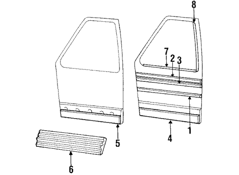 1988 Dodge Mini Ram Reveal Molding Diagram for 4491530