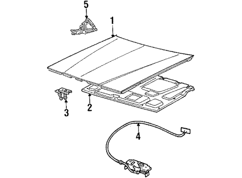 1989 Dodge Dynasty Hood & Components Diagram