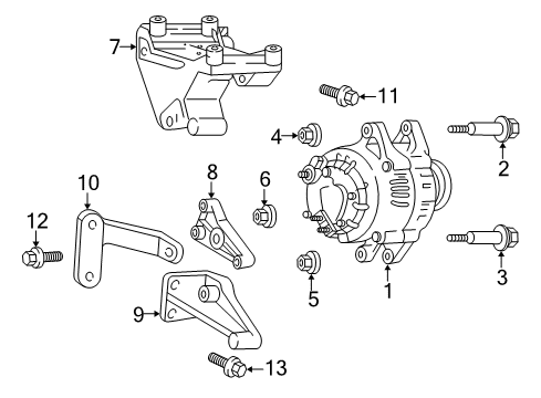 1998 Jeep Wrangler Alternator Bolt, Lower Diagram for 6502136