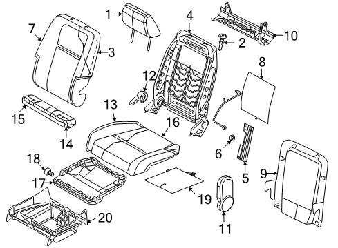 2009 Dodge Journey Seat Frame, Front Driver Side Diagram for 68105127AA