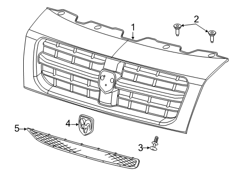 2017 Ram ProMaster 1500 Emblem, Front Diagram for 1ZP19DX8AA