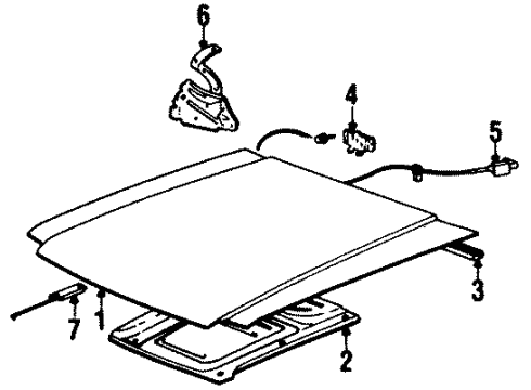 1984 Dodge Colt Hood & Components Diagram