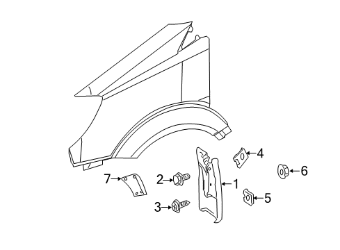 2007 Dodge Sprinter 2500 Splash Guard, Front Passenger Side Diagram for 1HE91DX9AA