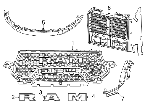 2024 Ram 1500 Grille & Components Diagram 7 - Thumbnail