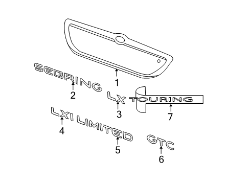 2004 Chrysler Sebring Nameplate, Rear Diagram for 5056175AA