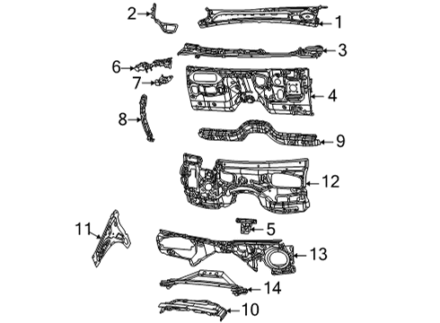 2025 Jeep Grand Cherokee L Panel - Dash Lower Diagram for 68409803AG
