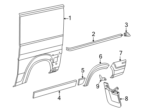 2023 Ram ProMaster 2500 Side Panel, Rear Outer Driver Side Diagram for 68095840AB