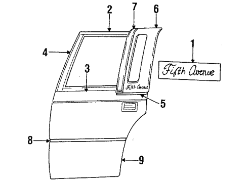1992 Chrysler New Yorker Lower Molding Diagram for 5066295AA