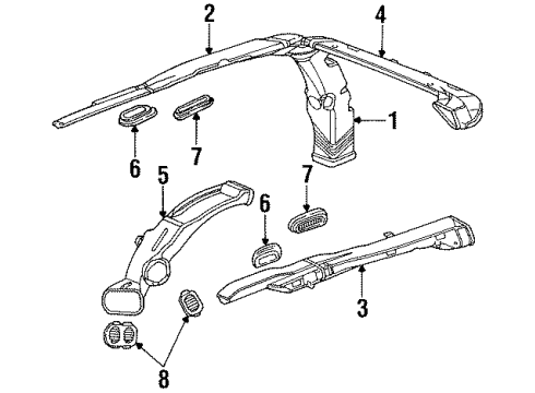 2000 Chrysler Town & Country Air Outlet, Rear Driver Side Diagram for 5179767AA