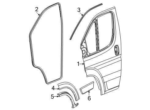 2025 Ram ProMaster EV Exterior Trim - Front Door Diagram 1 - Thumbnail