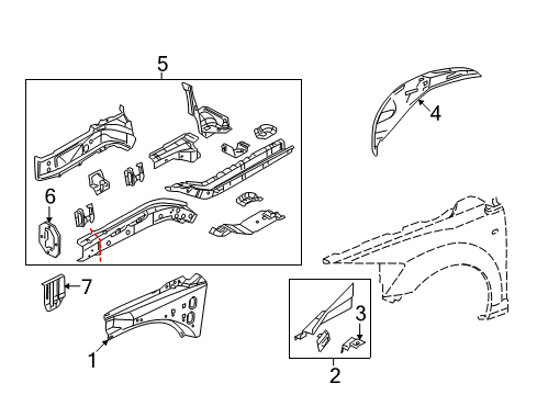 2008 Dodge Caliber Upper Rail, Front Outer Passenger Side Diagram for 5189108AA
