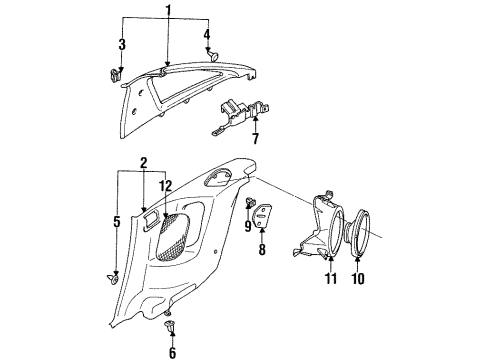 1995 Dodge Stealth Interior Trim - Quarter Panels Diagram