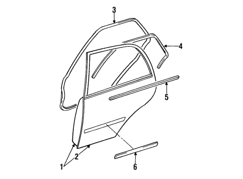 1994 Dodge Colt Exterior Trim - Rear Door Diagram