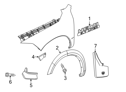2012 Ram 1500 Mud Guard, Front Diagram for 82214137