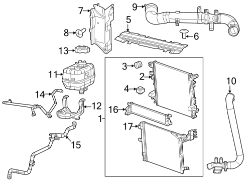 2022 Jeep Gladiator Radiator Assembly, Front Diagram for 68283398AF
