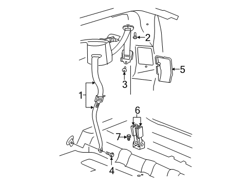 2005 Dodge Durango Retractor Assembly Upper Bolt, Rear Diagram for 6036294AA