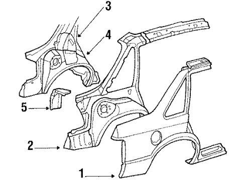 1987 Dodge Shadow Quarter Panel & Components Diagram 2 - Thumbnail