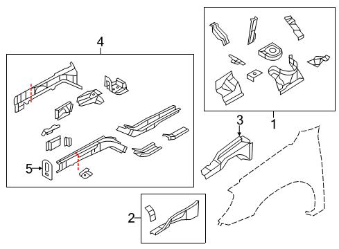 2011 Chrysler 200 Outer Rail, Front Driver Side Diagram for 5076511AD
