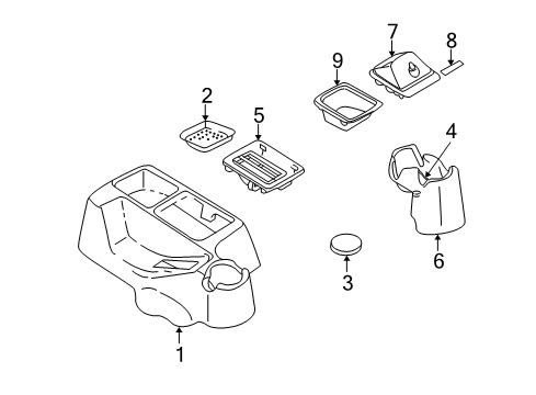 1999 Jeep Wrangler Console Assembly, Center Diagram for SJ861AZAA