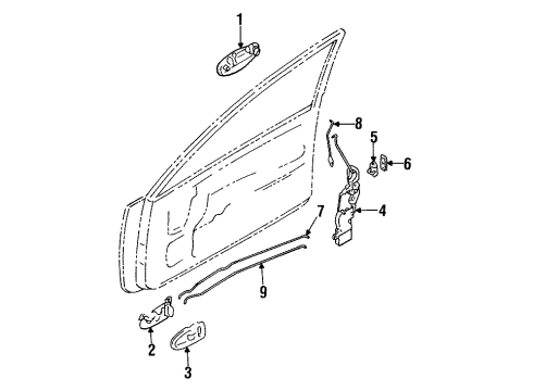 1993 Dodge Colt Handle, Inside, Front Diagram for MR970102
