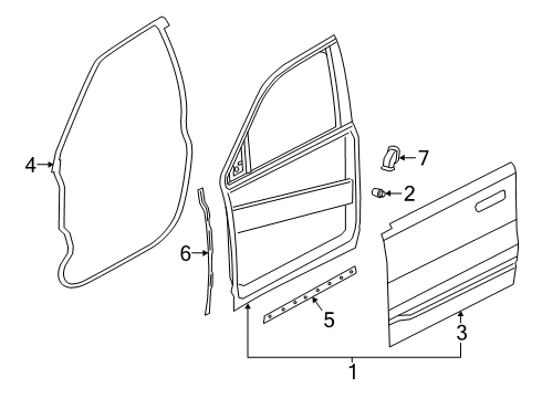 2019 Ram 1500 Surround Weatherstrip, Front Outer Passenger Side Diagram for 68291602AE