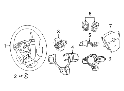 2017 Jeep Compass Steering Wheel, Gray Diagram for 1TT68XDVAE