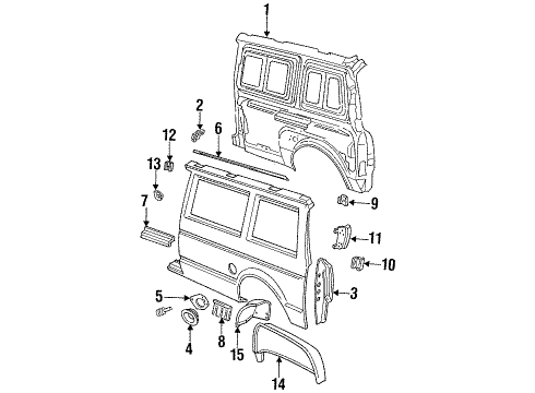 1992 Dodge Caravan Splash Shield Diagram for 4490697