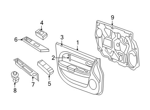 2008 Chrysler Sebring Door Trim Panel, Front Inner Driver Side Diagram for 1GH611J1AA