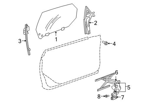 2005 Chrysler PT Cruiser Window Regulator, Front Passenger Side Diagram for 5067452AD