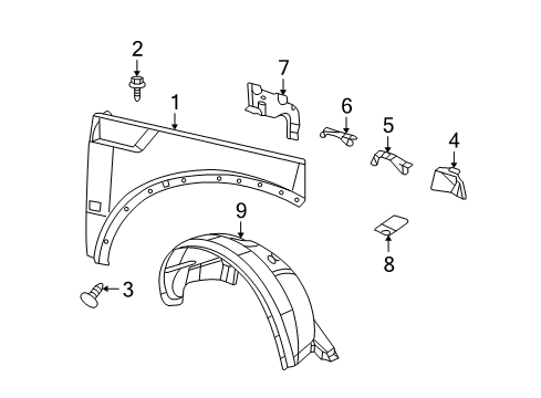 2011 Dodge Nitro Fender Rear Bracket, Driver Side Diagram for 55396961AA