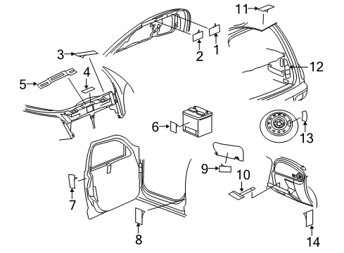 2005 Chrysler PT Cruiser Battery Label Diagram for 4671062
