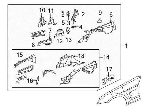2004 Chrysler Crossfire Strut Support, Front Driver Side Diagram for 5101713AA