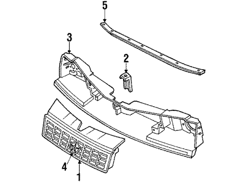 1991 Dodge Shadow Grille & Components Diagram